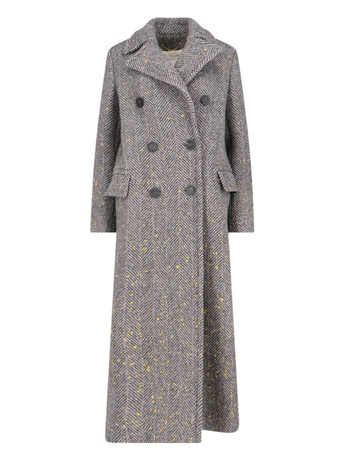 Shop Golden Goose 'herringbone' Long Coat In Gray