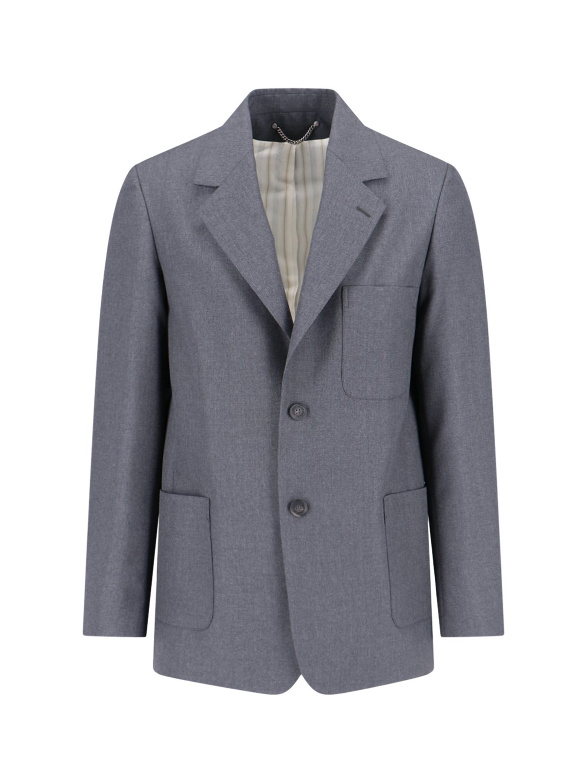 Shop Golden Goose Single-breasted Virgin Wool Jacket In Gray