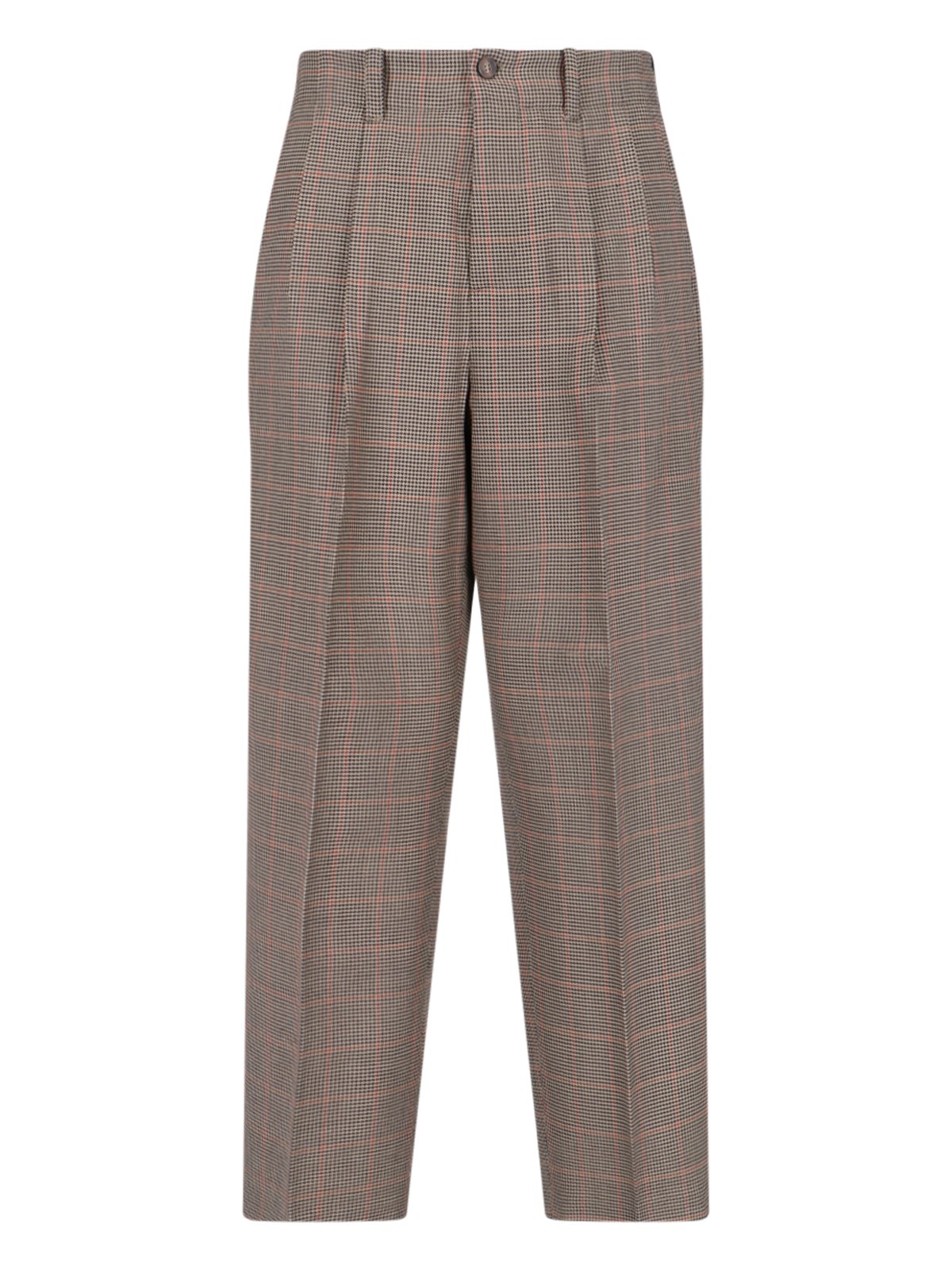 Shop Golden Goose Wide Checked Trousers In Brown