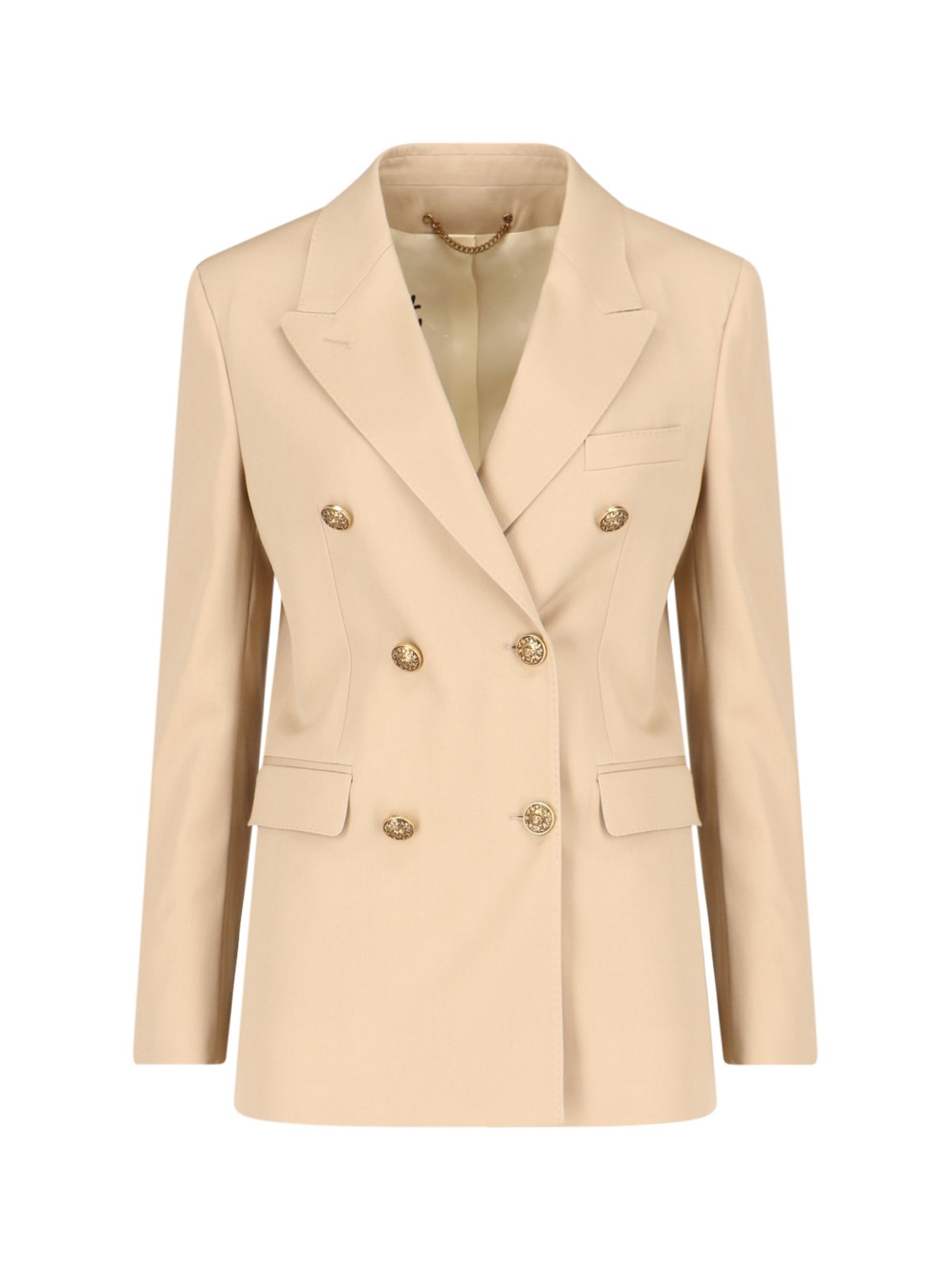 Shop Golden Goose Double-breasted Blazer In Beige