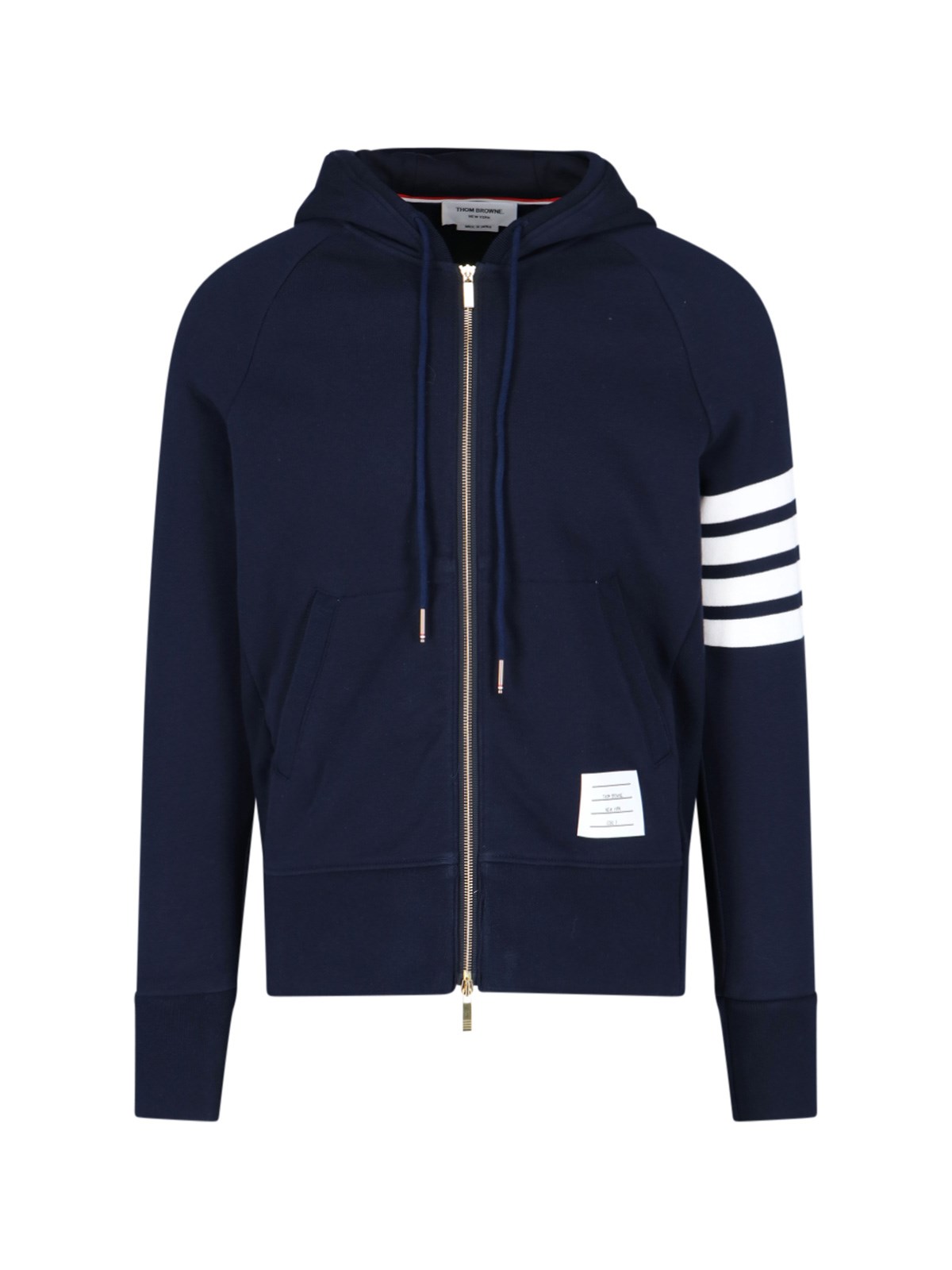 Shop Thom Browne Zipped Hoodie '4-bar' In Blue