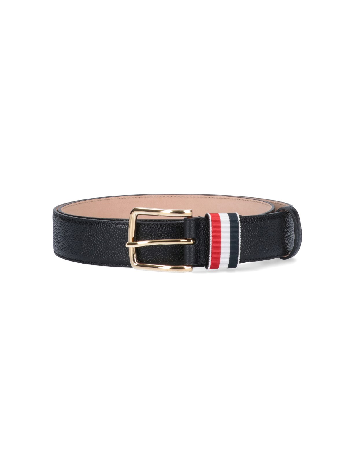 Thom Browne Leather Tricolour Belt In Black  