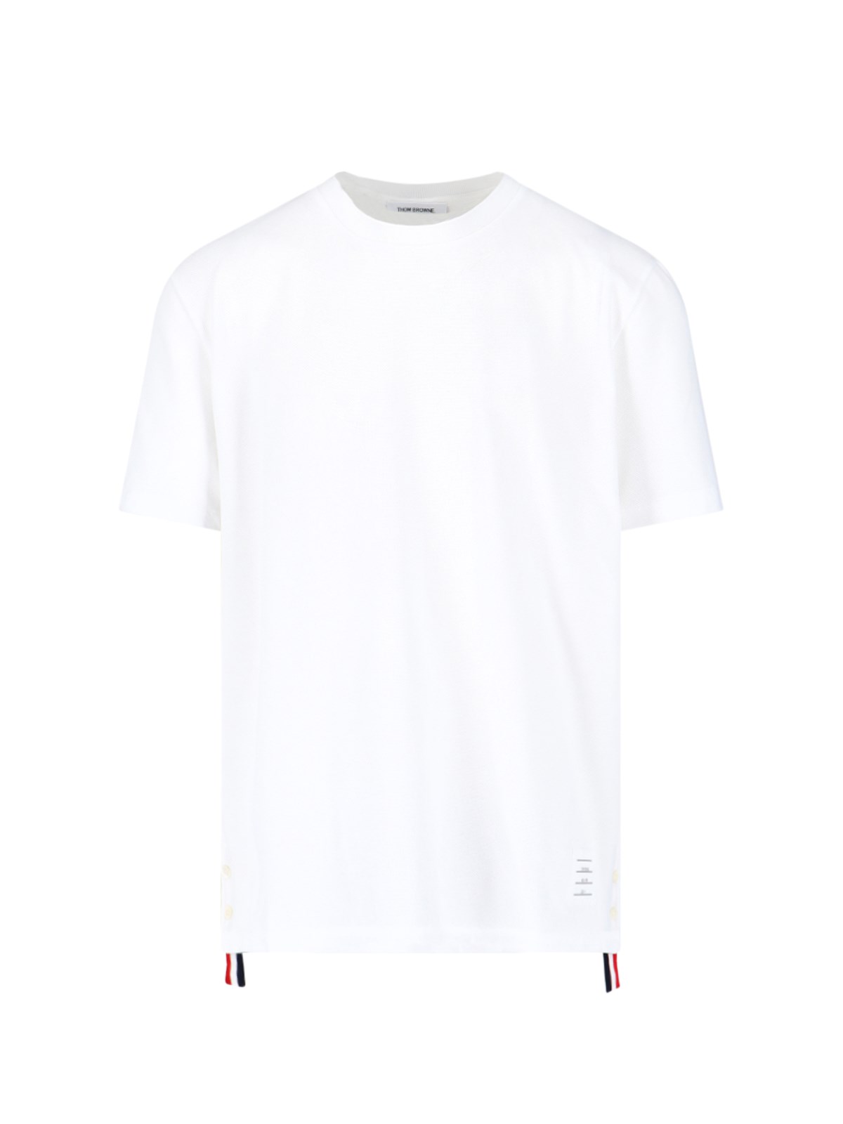Shop Thom Browne T-shirt With Tricolor Back Detail In White