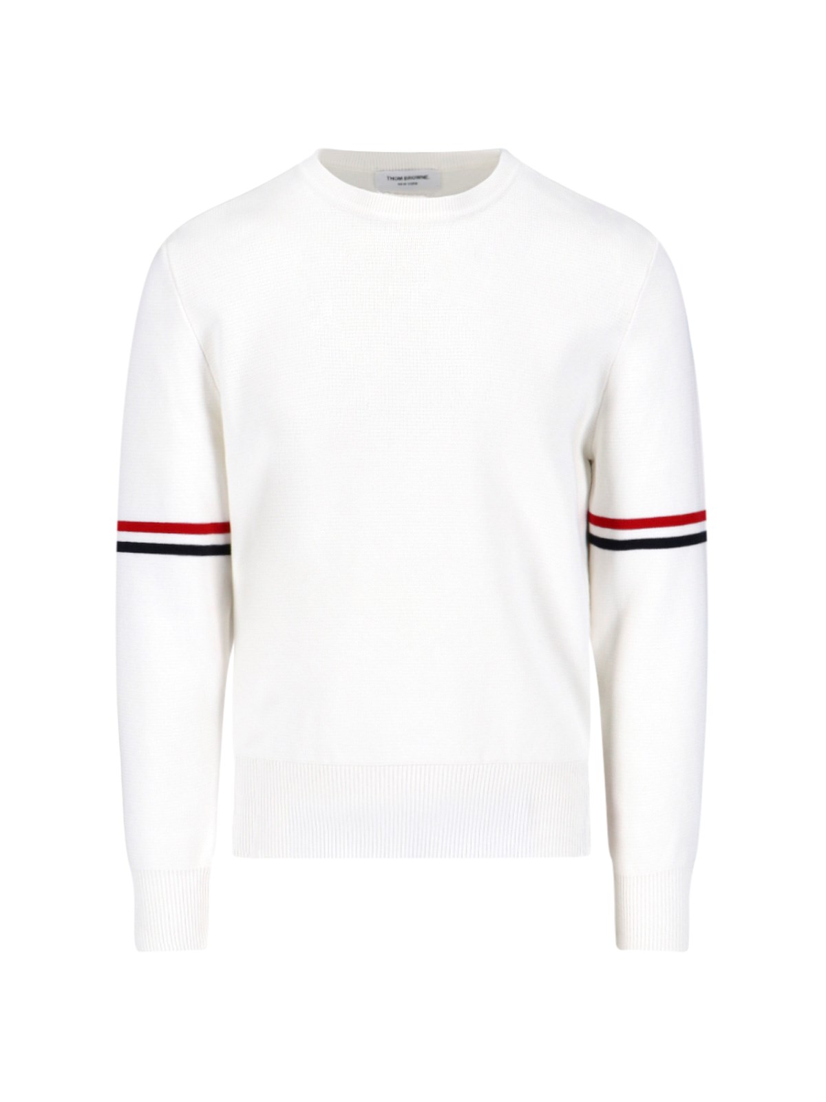 Thom Browne Tricolor Detail Sweater In White
