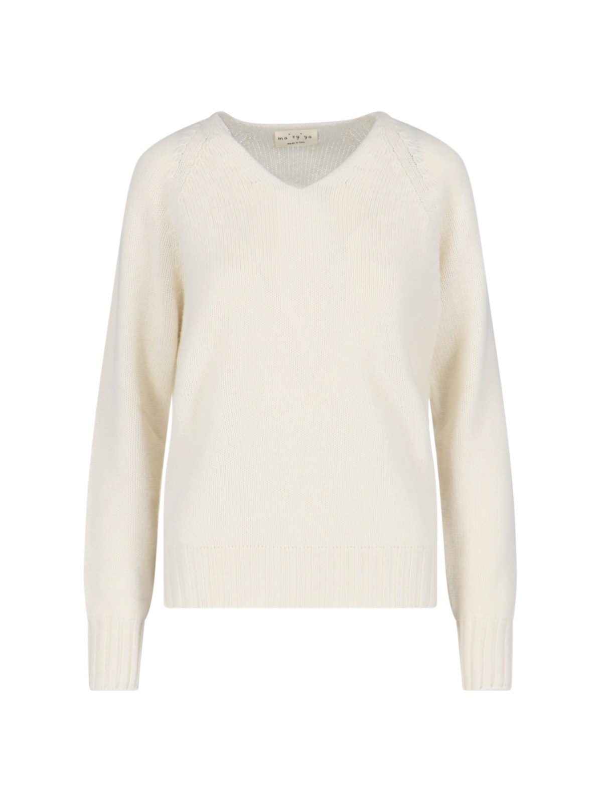 Shop Ma'ry'ya V-neck Sweater In Cream