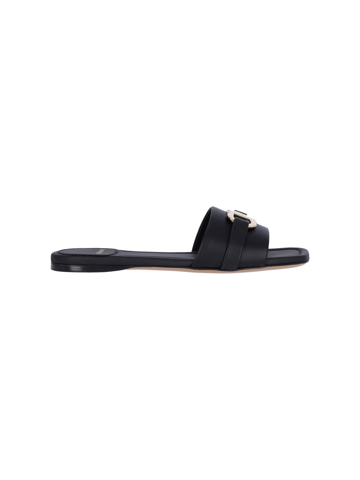 Shop Ferragamo 'slide Gancini' Sandals In Black  