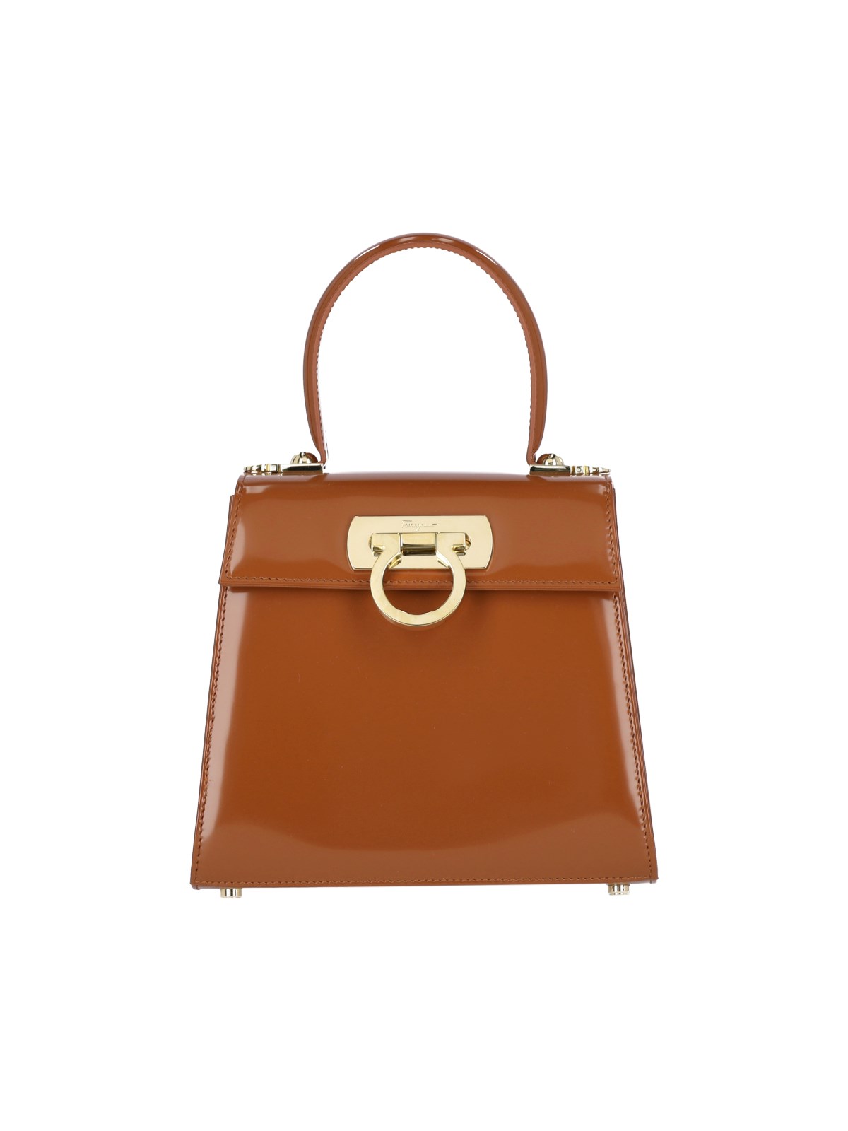 Shop Ferragamo 'iconic S' Handbag In Brown