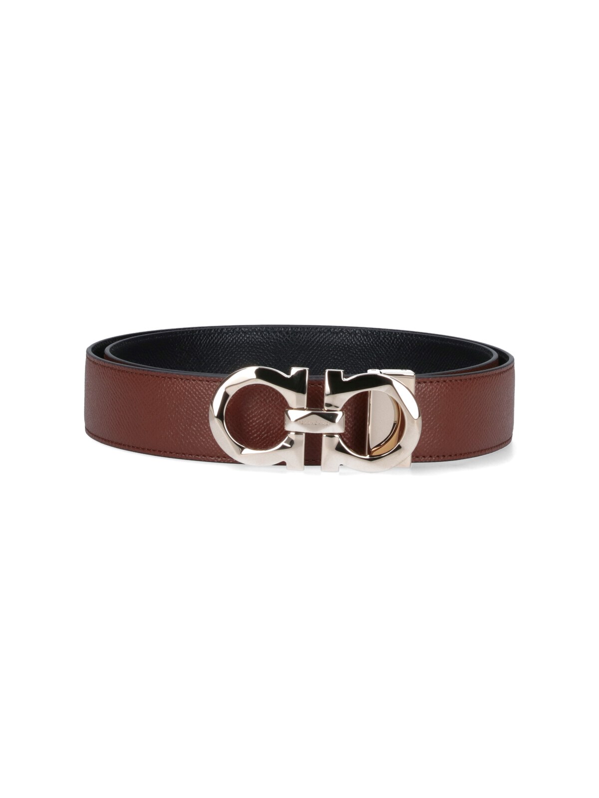 Shop Ferragamo "gancini" Reversible Belt In Brown