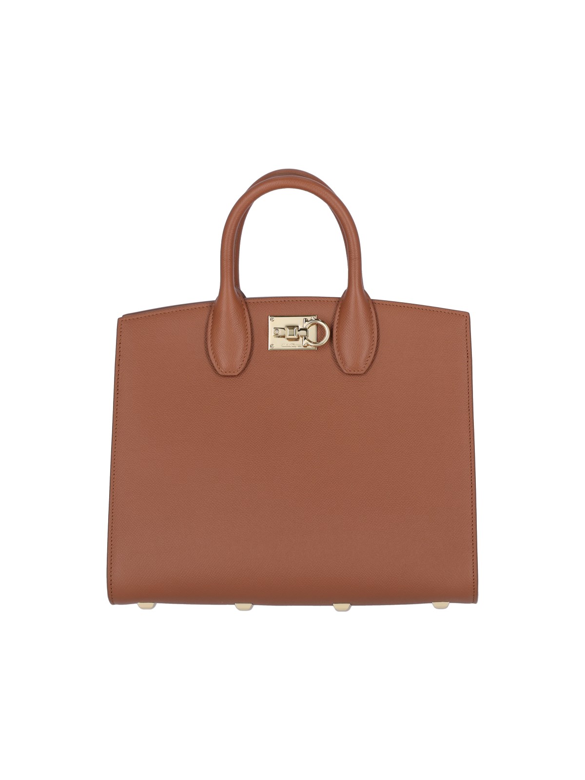 Shop Ferragamo 'studio Box' Handbag In Brown