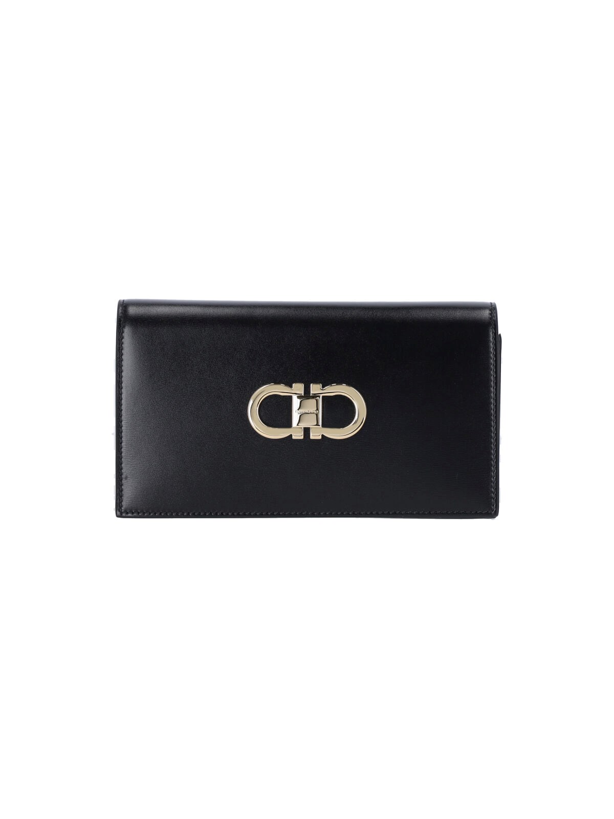 Shop Ferragamo Double Mini Bag "gancini" In Black  