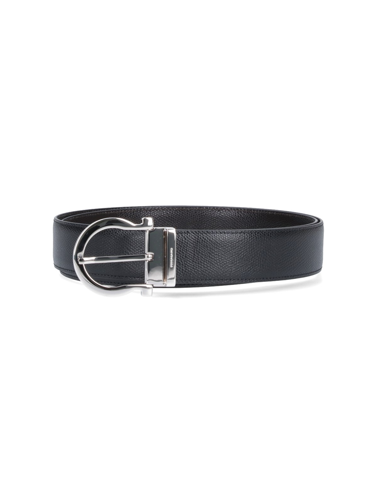 Shop Ferragamo "gancini" Reversible Belt In Black  