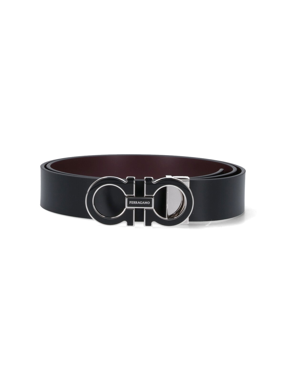 Shop Ferragamo "gancini" Reversible Belt In Black  