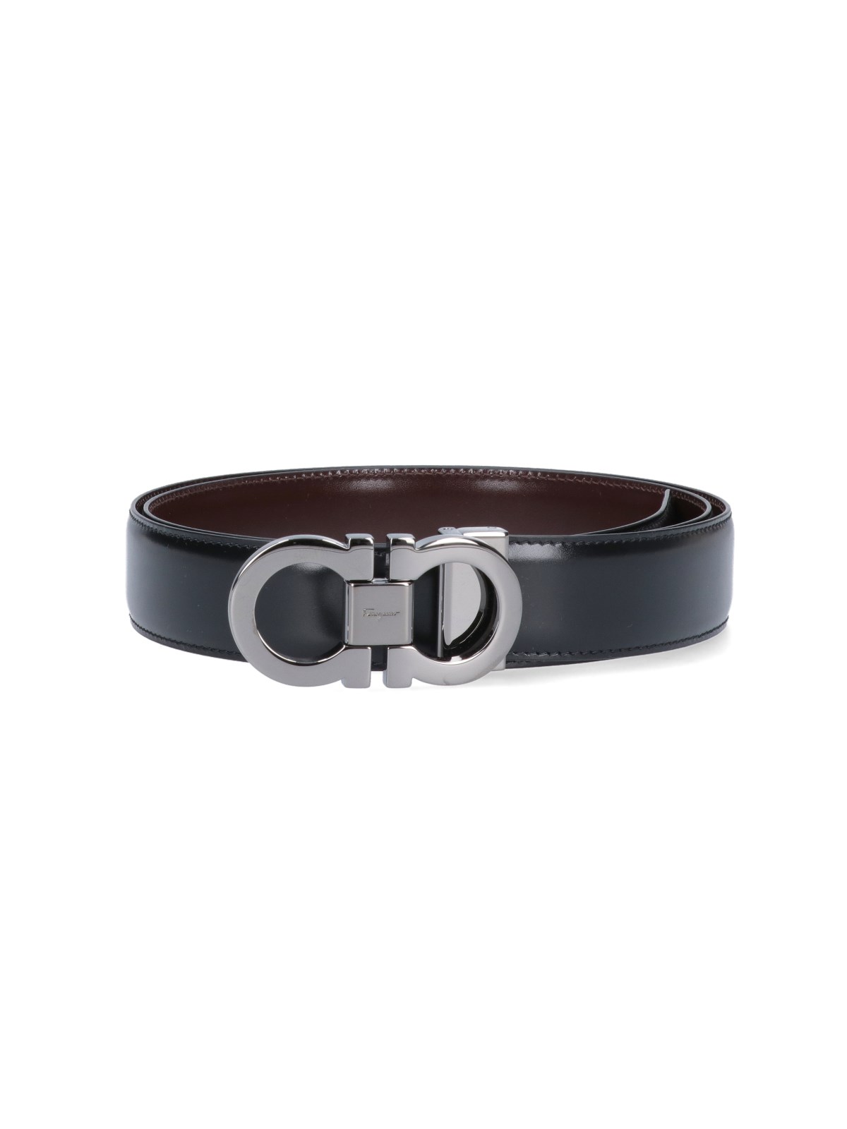 Shop Ferragamo 'gancini' Adjustable Reversible Belt In Black  