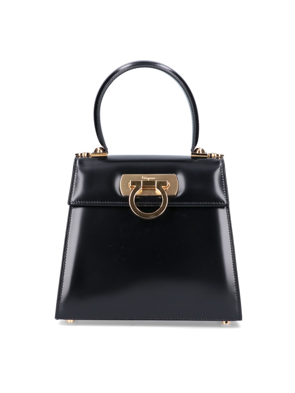 Shop Ferragamo 'gancini' Top Handle Bag In Black  