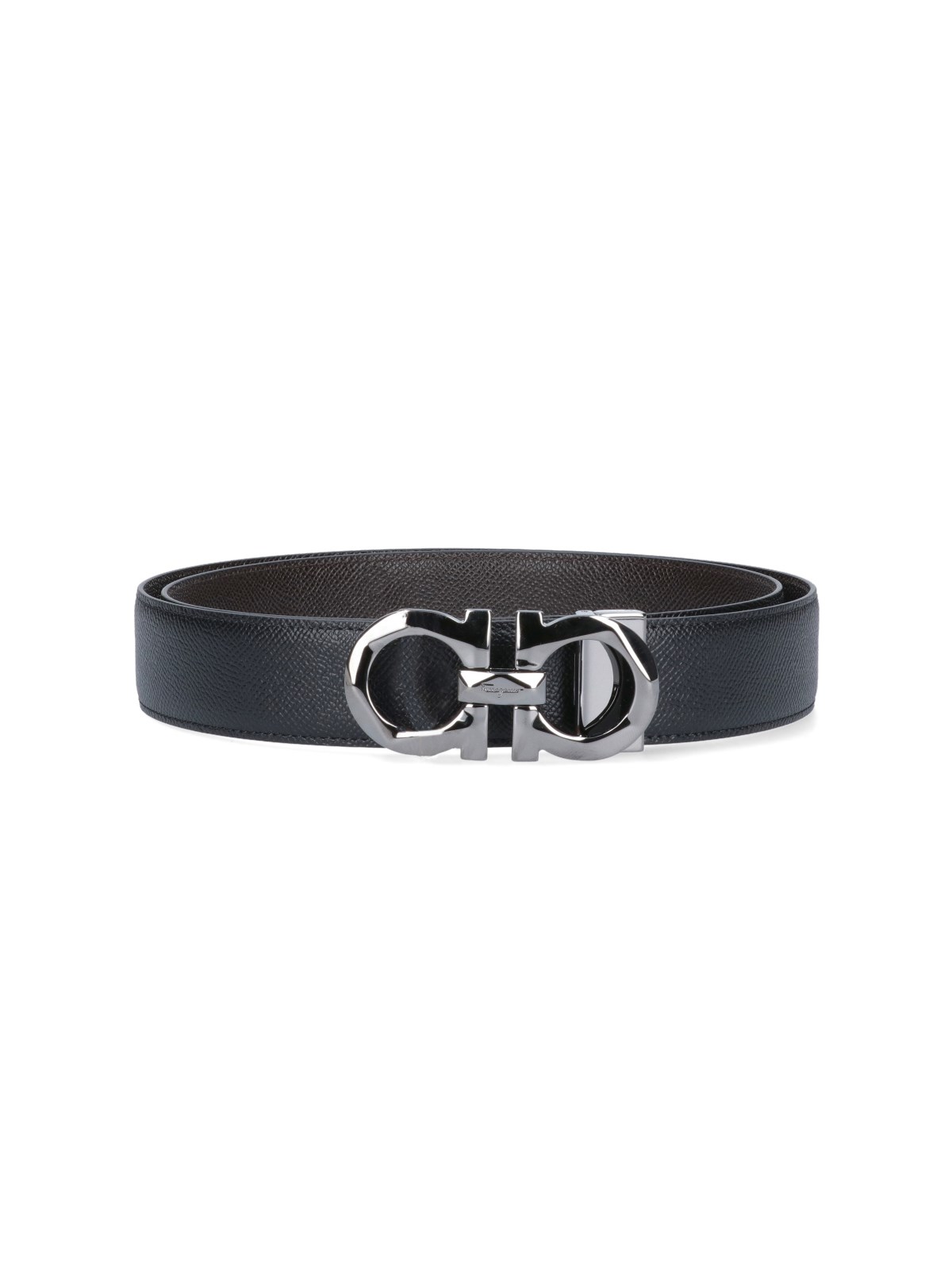 Shop Ferragamo Reversible 'gancini' Belt In Black  