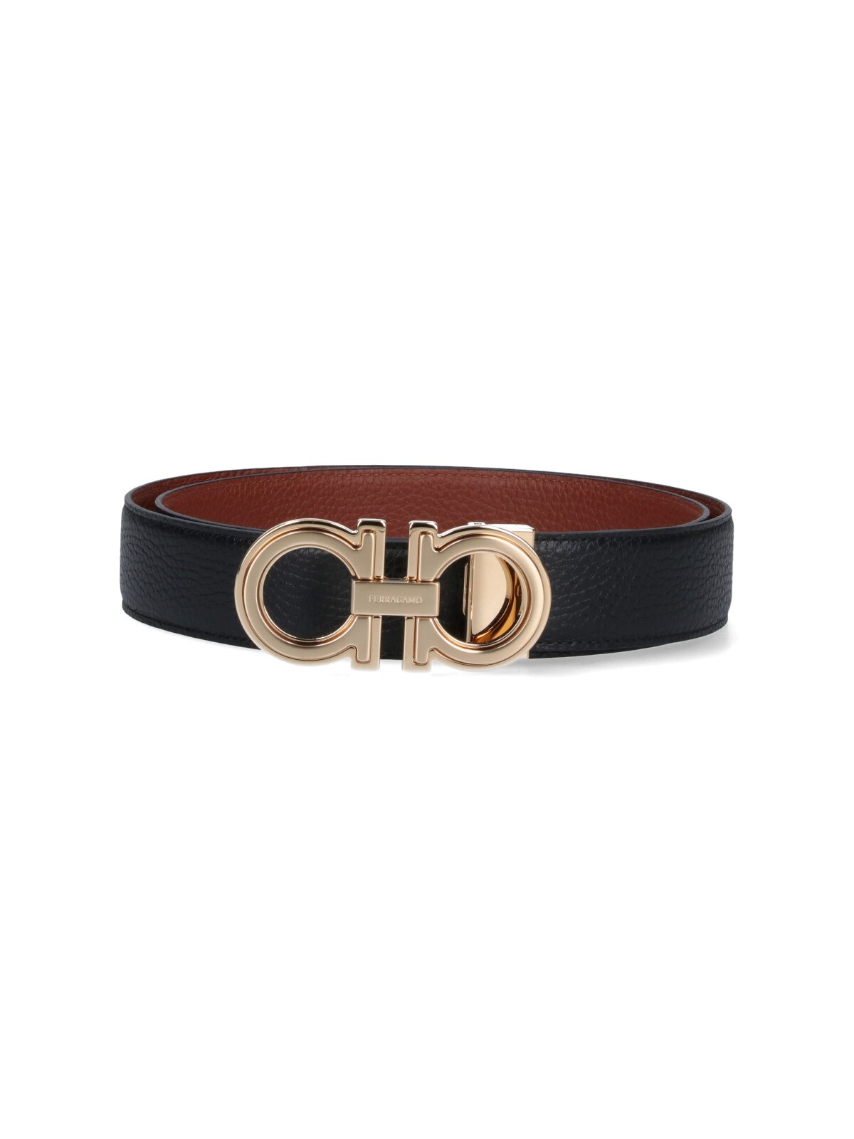 Shop Ferragamo "gancini" Reversible Belt In Black  