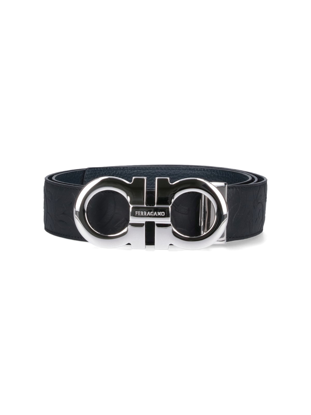 Shop Ferragamo Gancini Embossed Belt In Black  