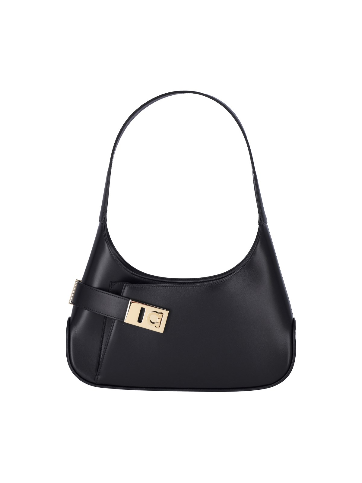 Shop Ferragamo 'gancini' Detail Shoulder Bag In Black  