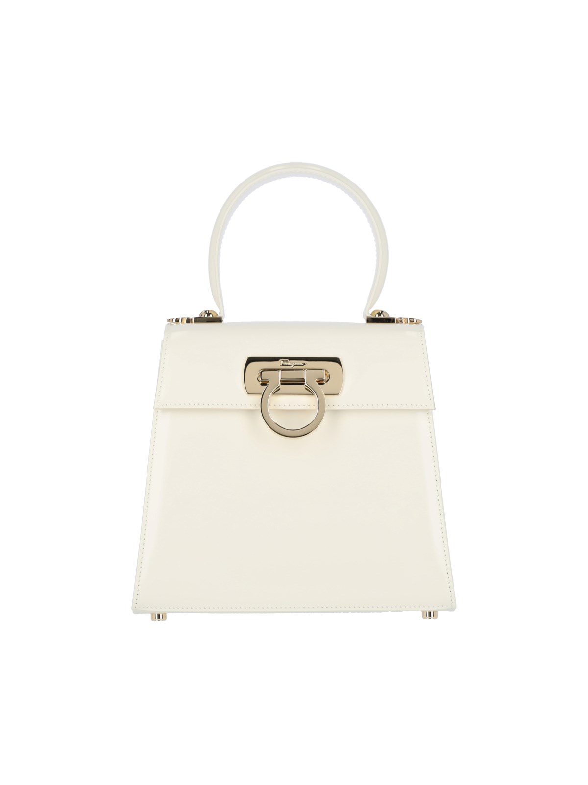 Shop Ferragamo 'iconic S' Handbag In Cream