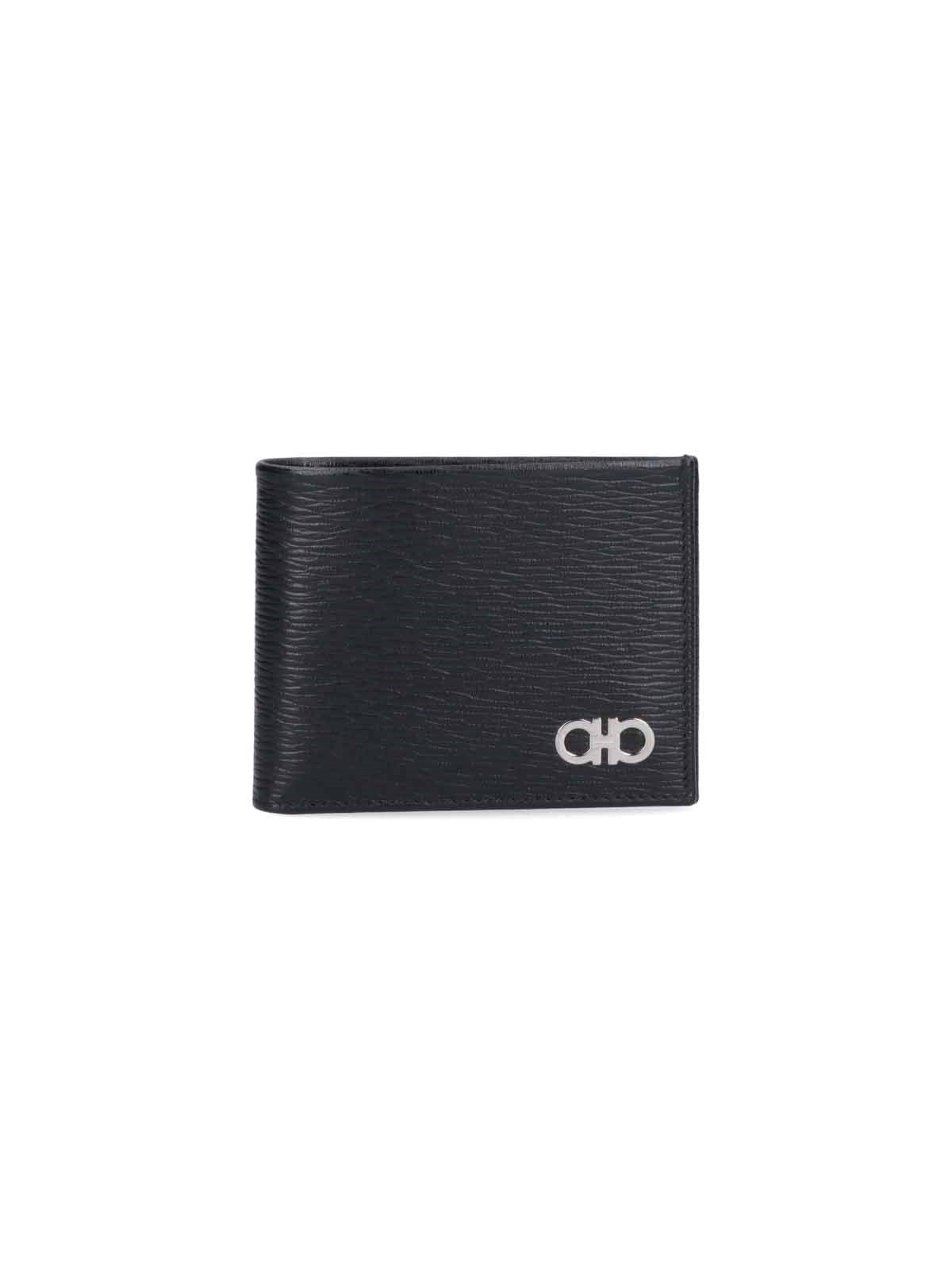 Shop Ferragamo 'gancini' Bicolor Wallet In Black  