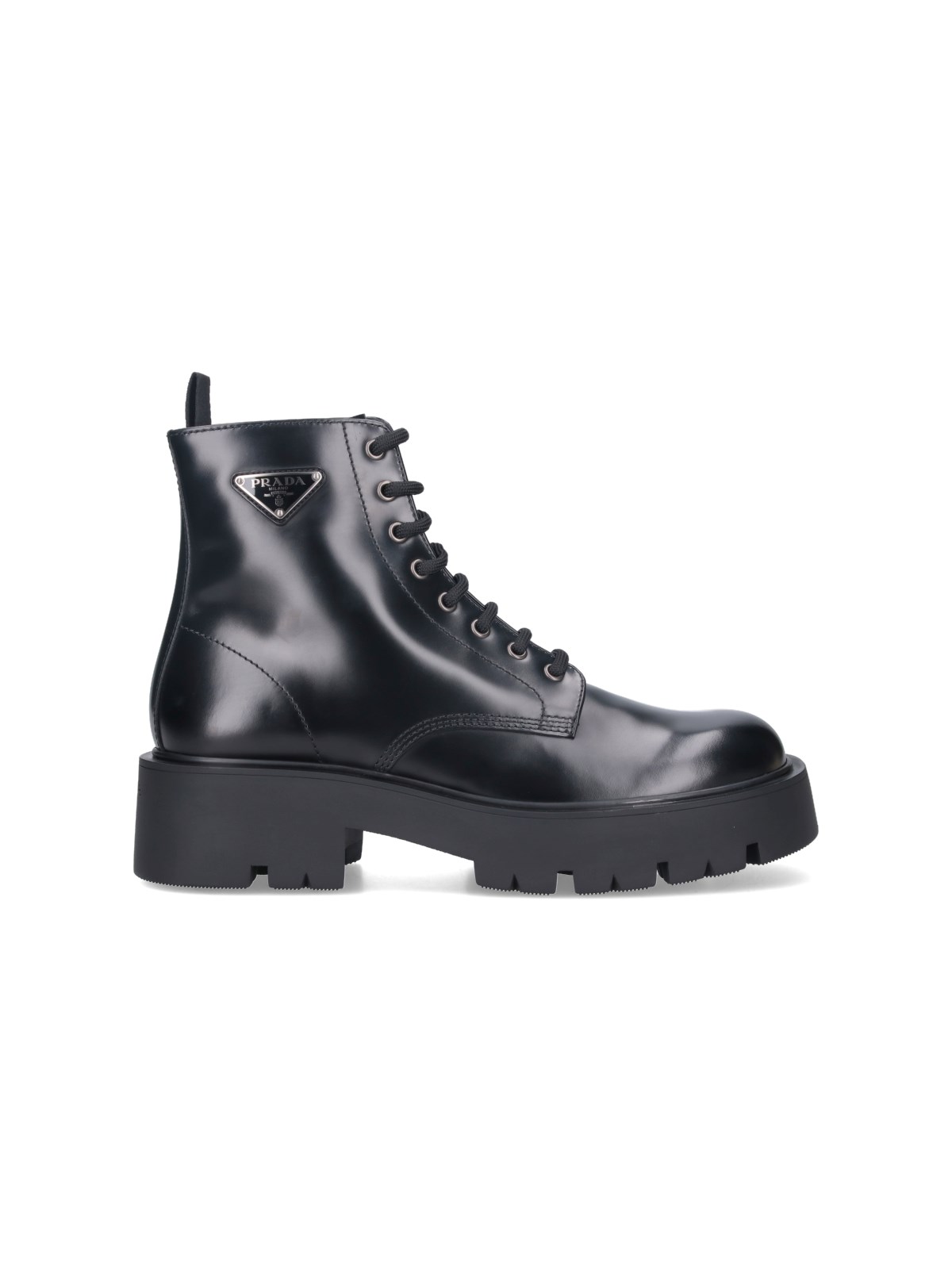 Shop Prada Brushed Leather Ankle Boots In Black  