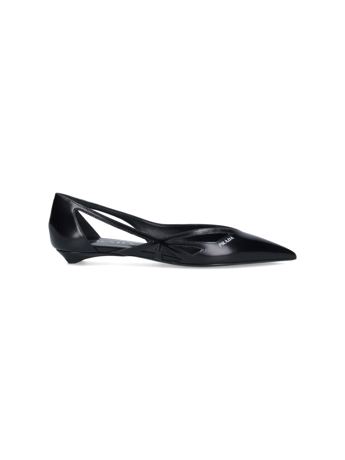 Shop Prada Cut-out Ballet Flats In Black  