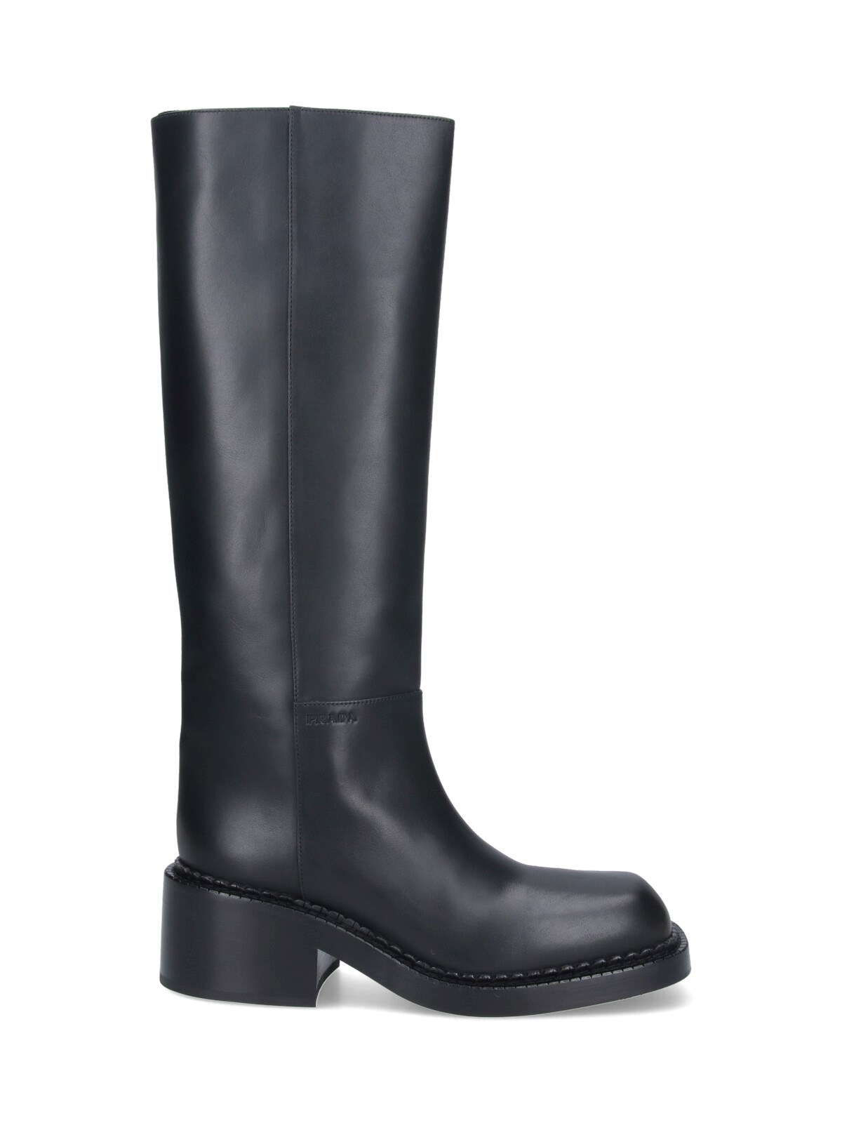 Shop Prada Leather Boots In Black  