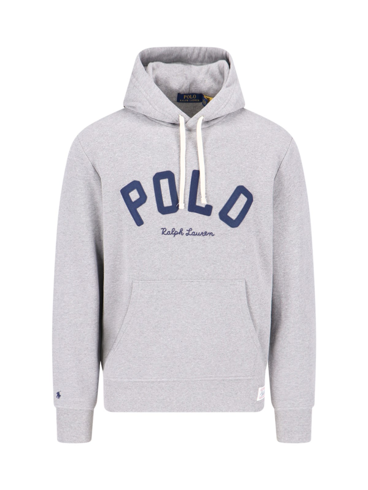 Shop Polo Ralph Lauren Logo Hoodie In Gray