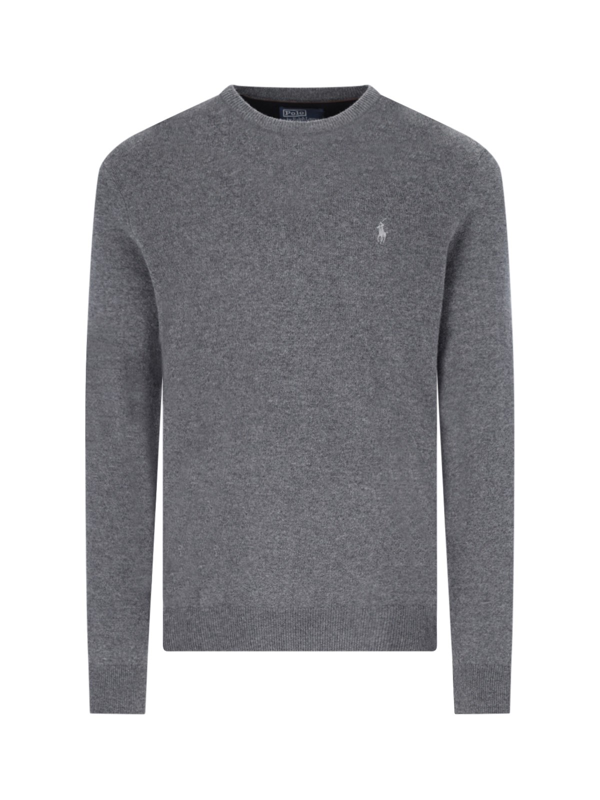 Shop Polo Ralph Lauren Logo Sweater In Gray