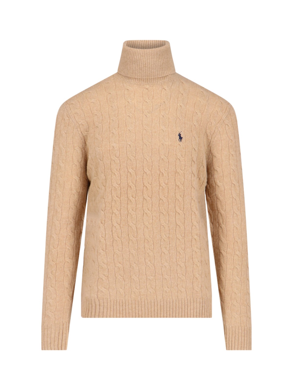 Shop Polo Ralph Lauren Logo Turtleneck Sweater In Brown