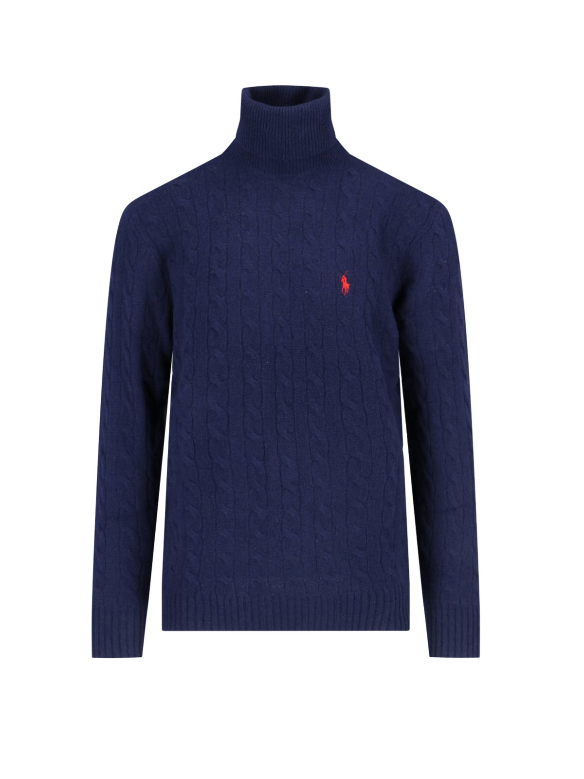 Shop Polo Ralph Lauren Logo Turtleneck Sweater In Blue