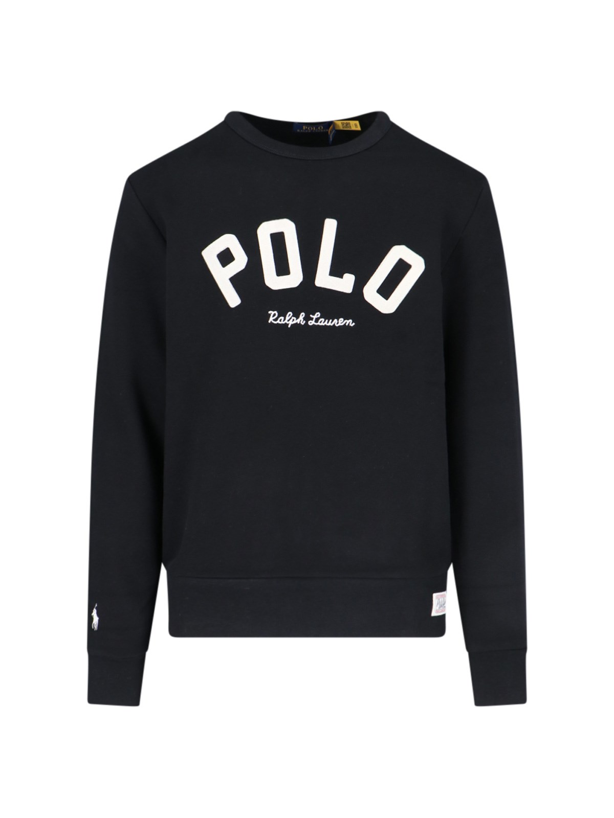 Shop Polo Ralph Lauren Logo Cropped Sweatshirt In Black  