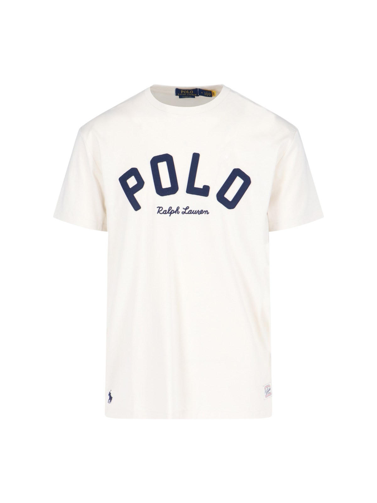 Shop Polo Ralph Lauren Logo T-shirt In Cream