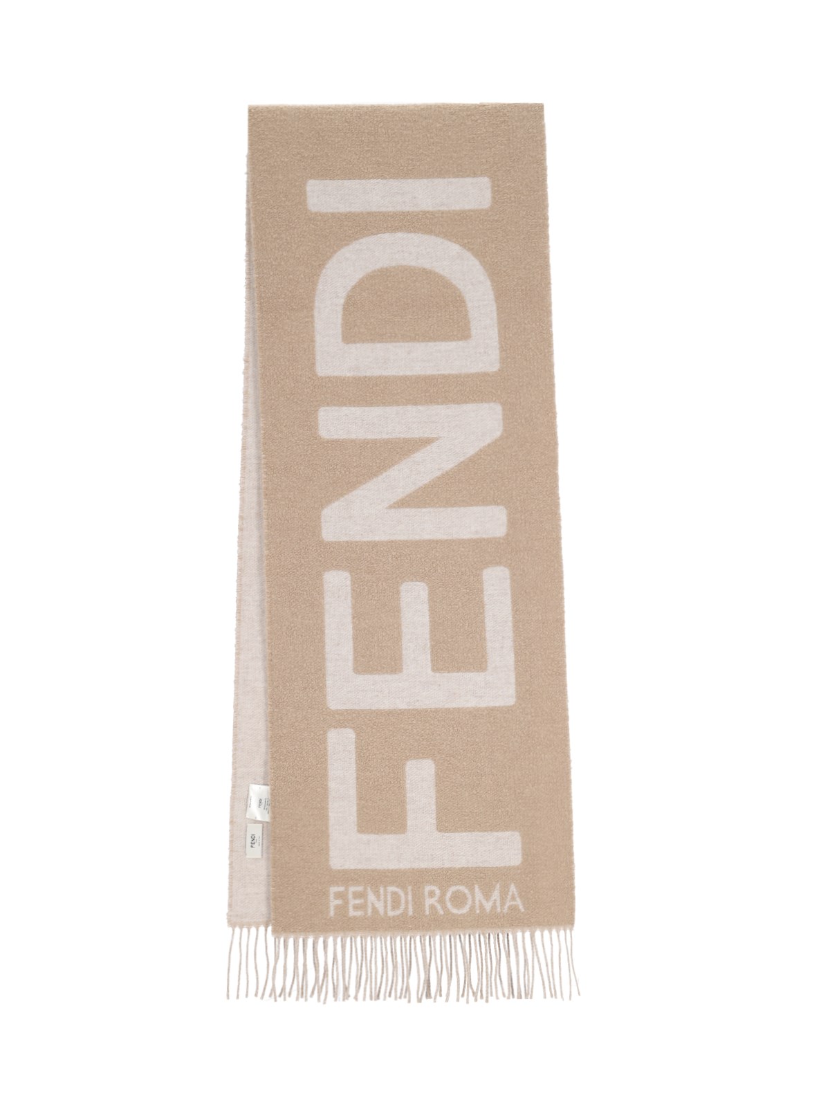 Shop Fendi Logo Reversible Scarf In Beige