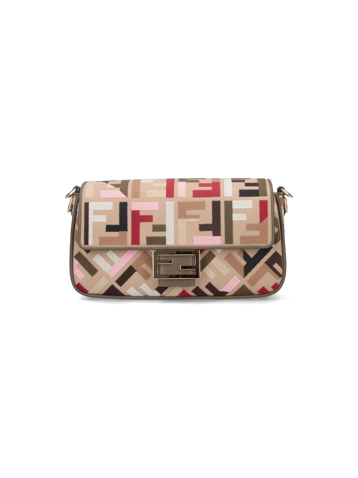 Shop Fendi "baguette" Medium Crossbody Bag In Cream