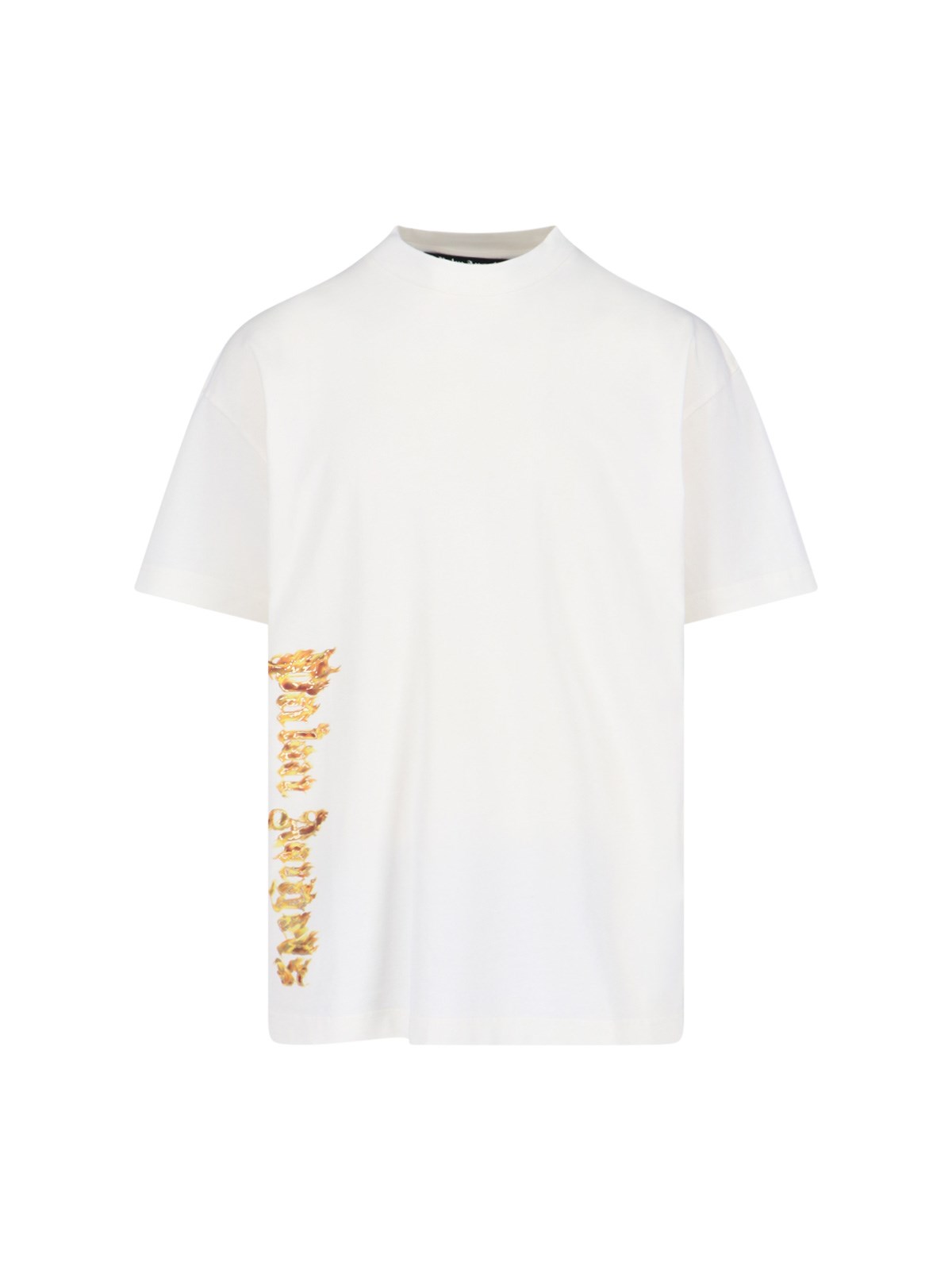 Shop Palm Angels 'burning Logo' Printed T-shirt In White