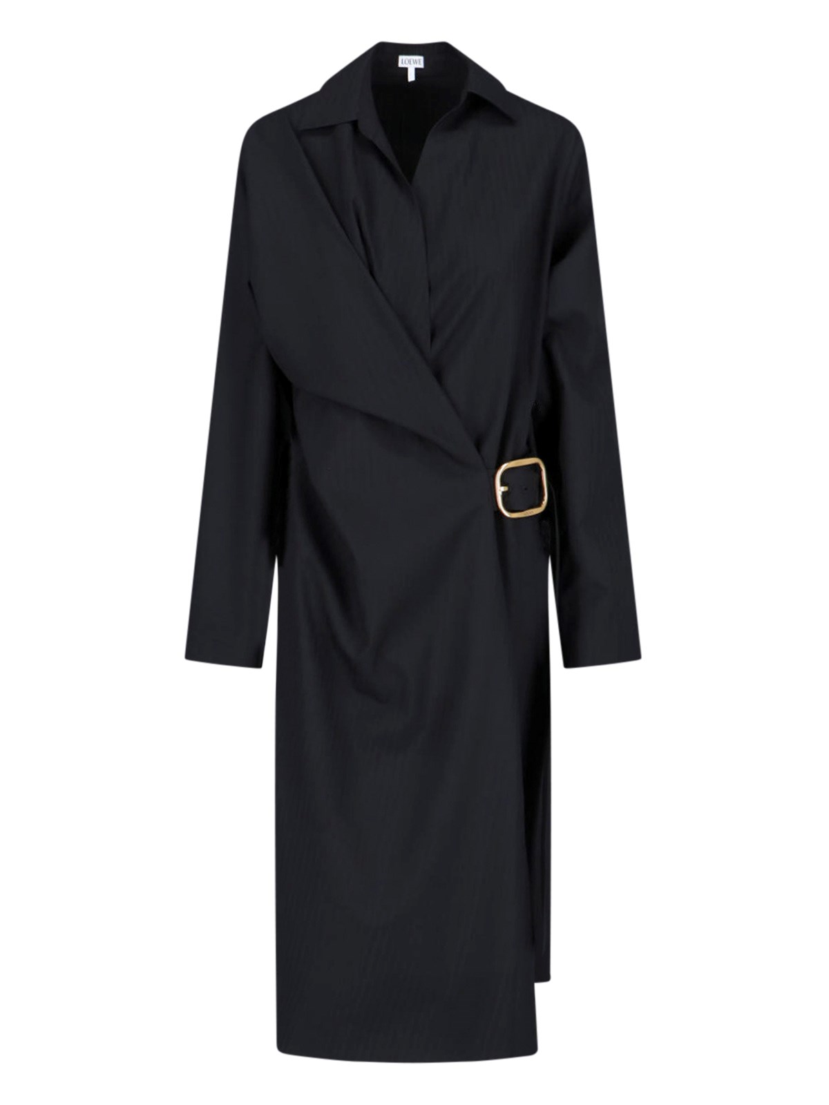 Shop Loewe Belted Shirt Midi Dress In Black  