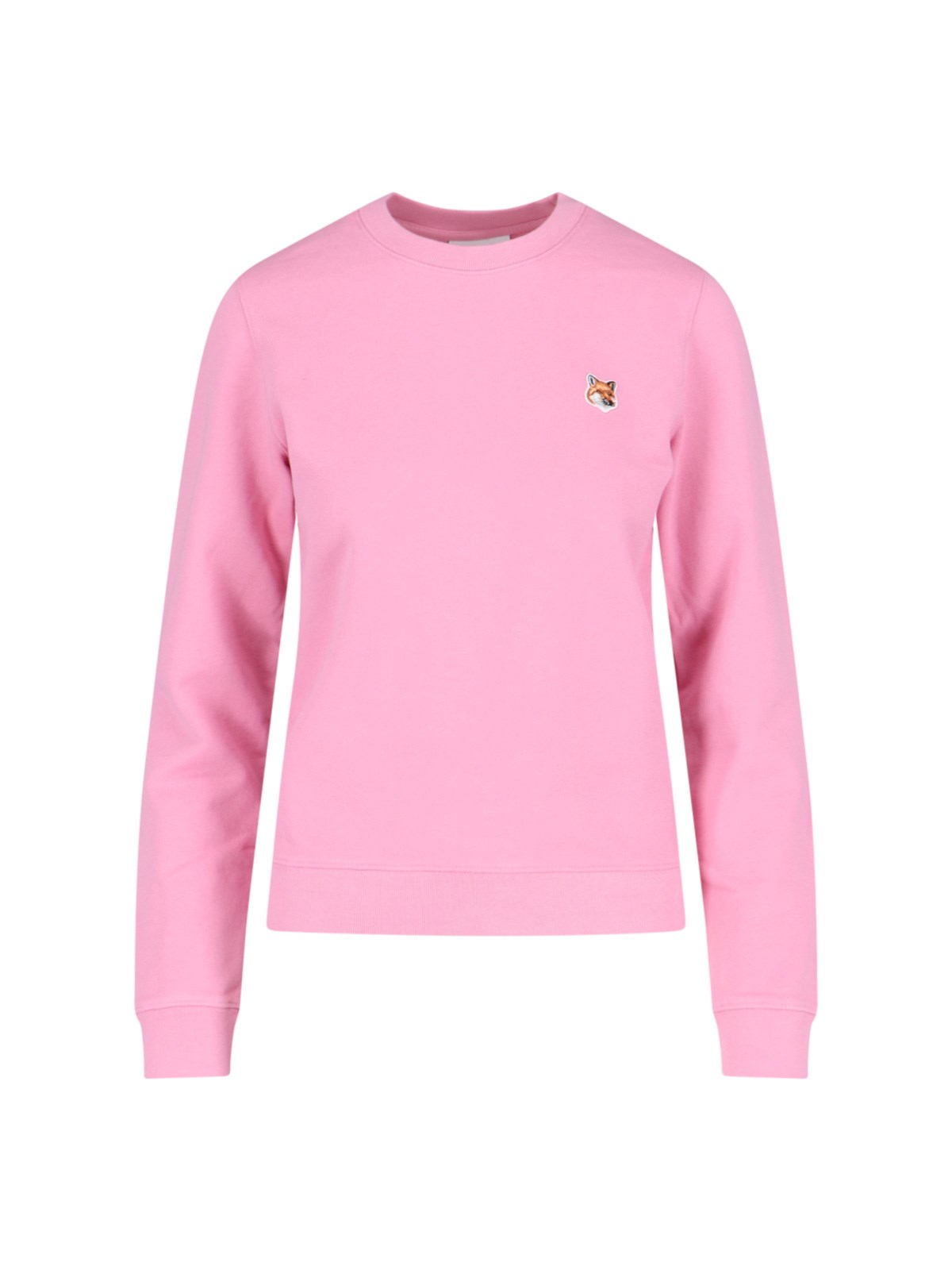 Maison Kitsuné Fox Head Patch Crewneck Sweatshirt In Pink