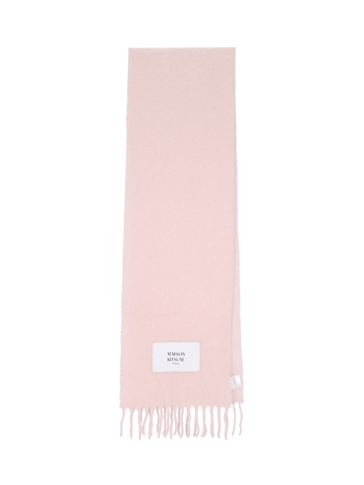 Shop Maison Kitsuné Large Scarf With Fringes In Pink