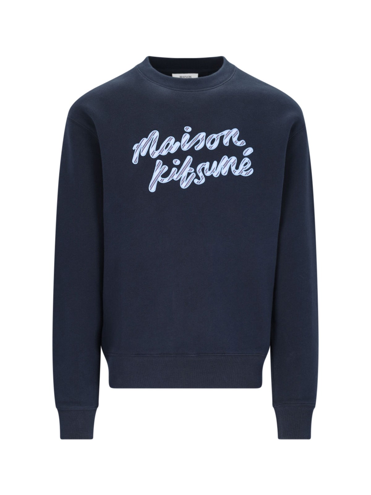 Shop Maison Kitsuné 'handwriting' Crew Neck Sweatshirt In Blue