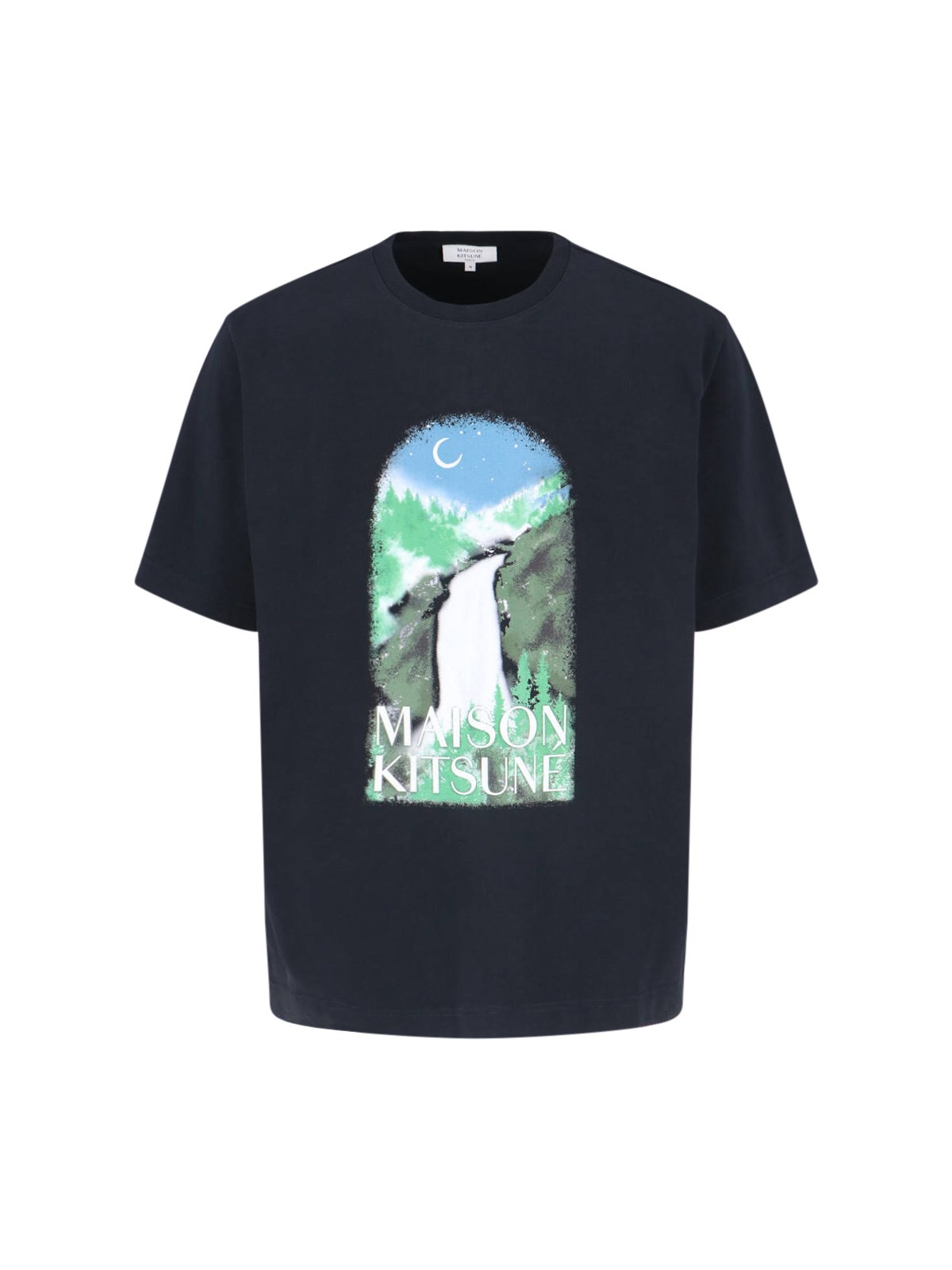 Shop Maison Kitsuné 'waterfall' Print T-shirt In Black  