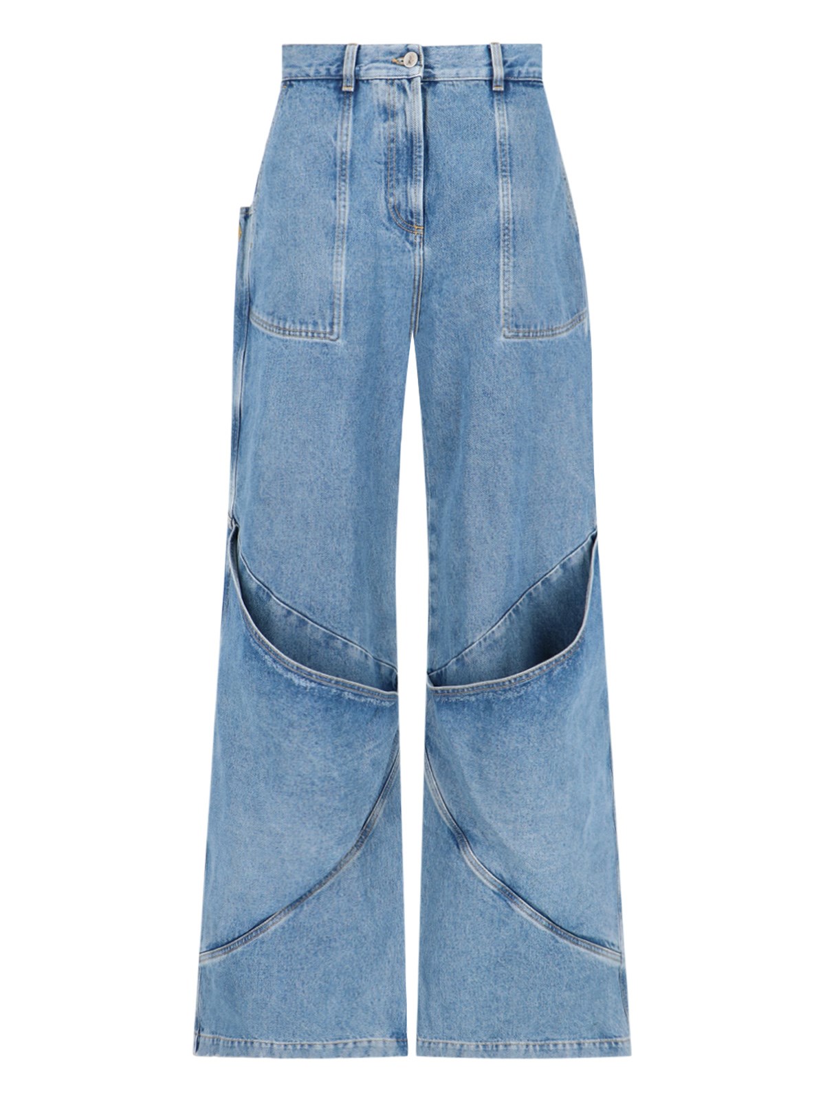 Shop Attico Long Palace Jeans In Blue