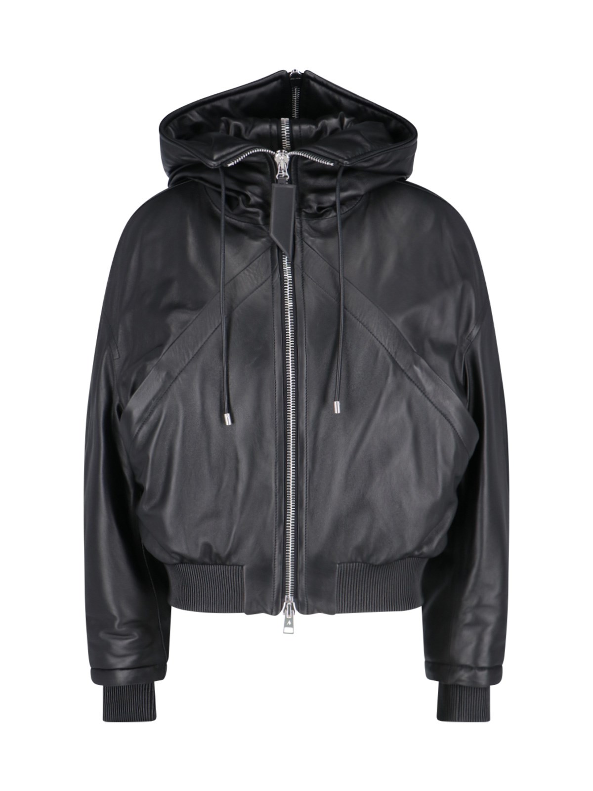 Shop Attico Maxi Hooded Bomber Jacket In Black  