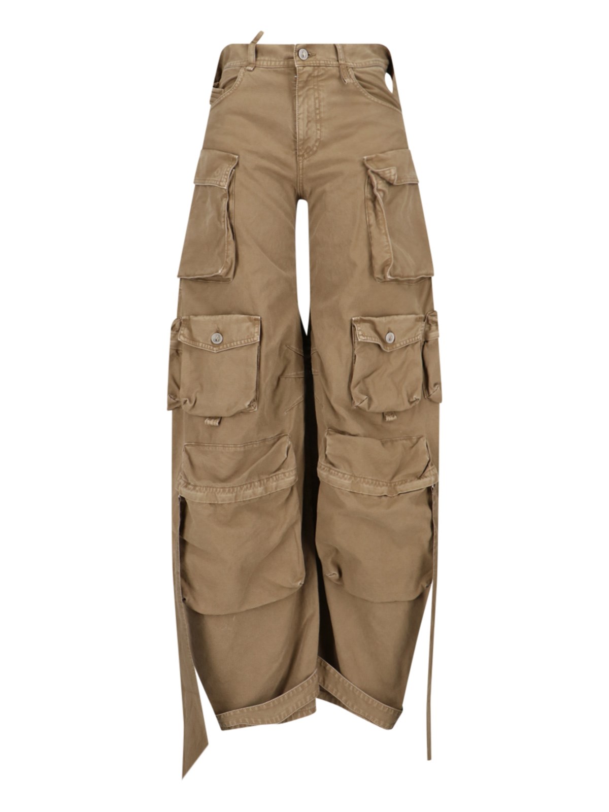 Attico Cut-out Long Cargo Pants In Brown