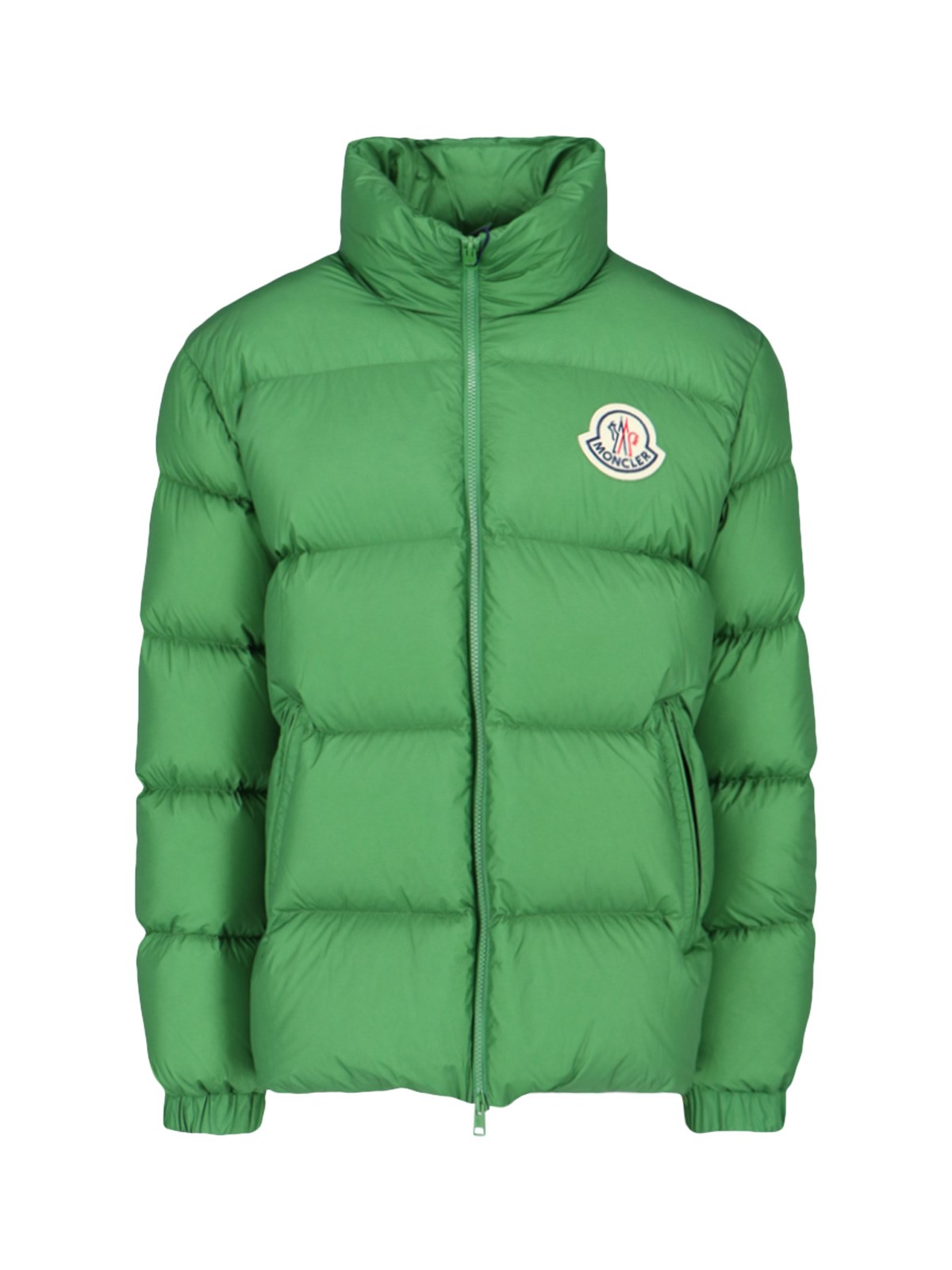 Shop Moncler 'citala' High Neck Cropped Down Jacket In Green