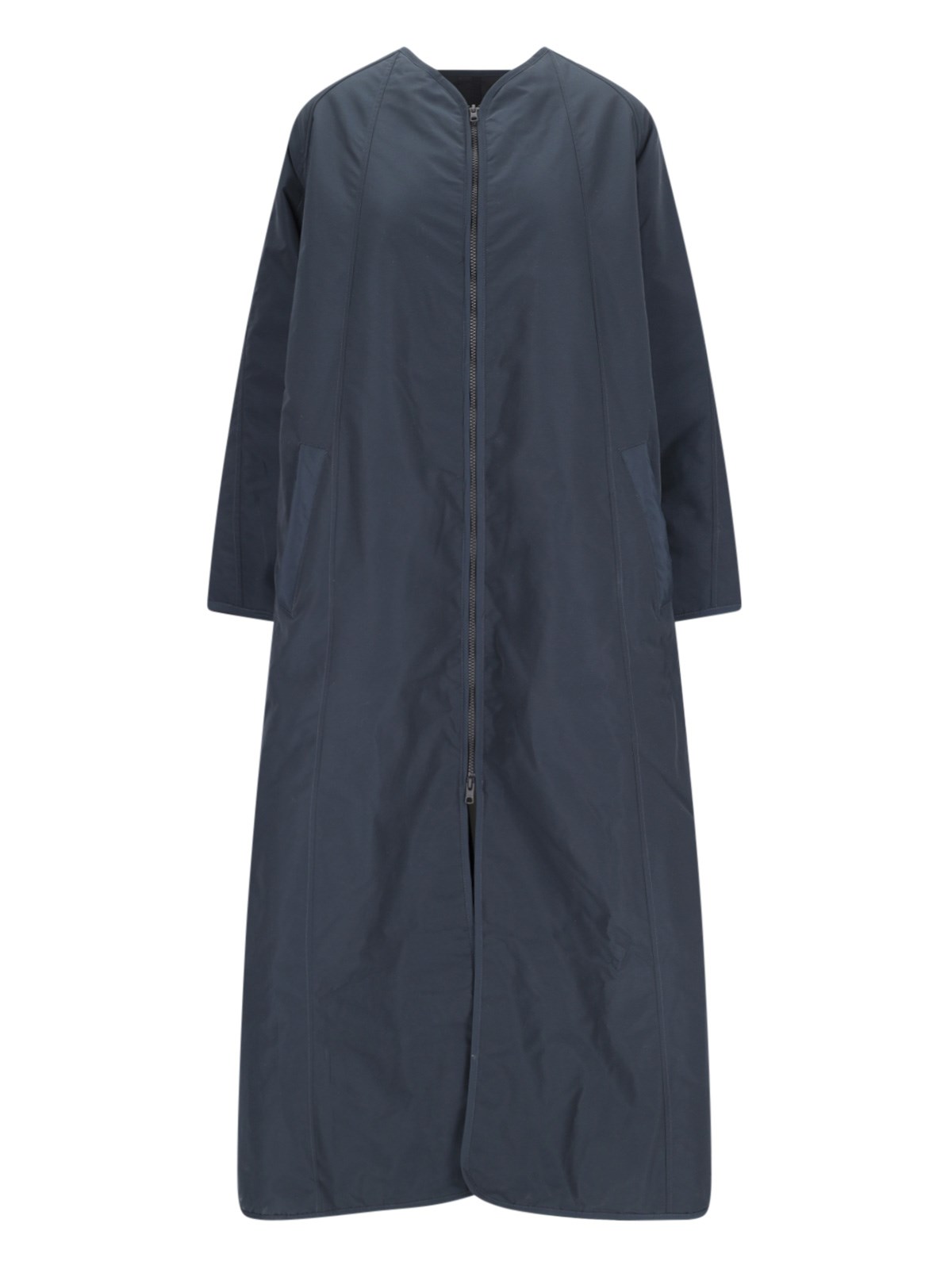 Shop Cape Maxi Zip Coat In Blue