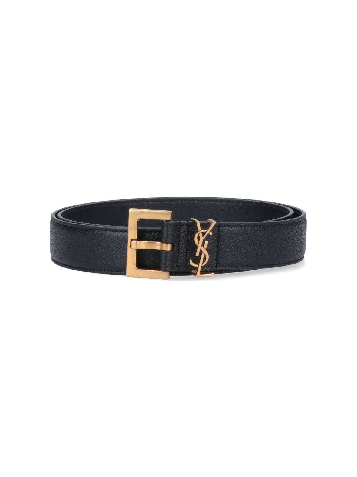 Shop Saint Laurent 'cassandre' Belt In Black  