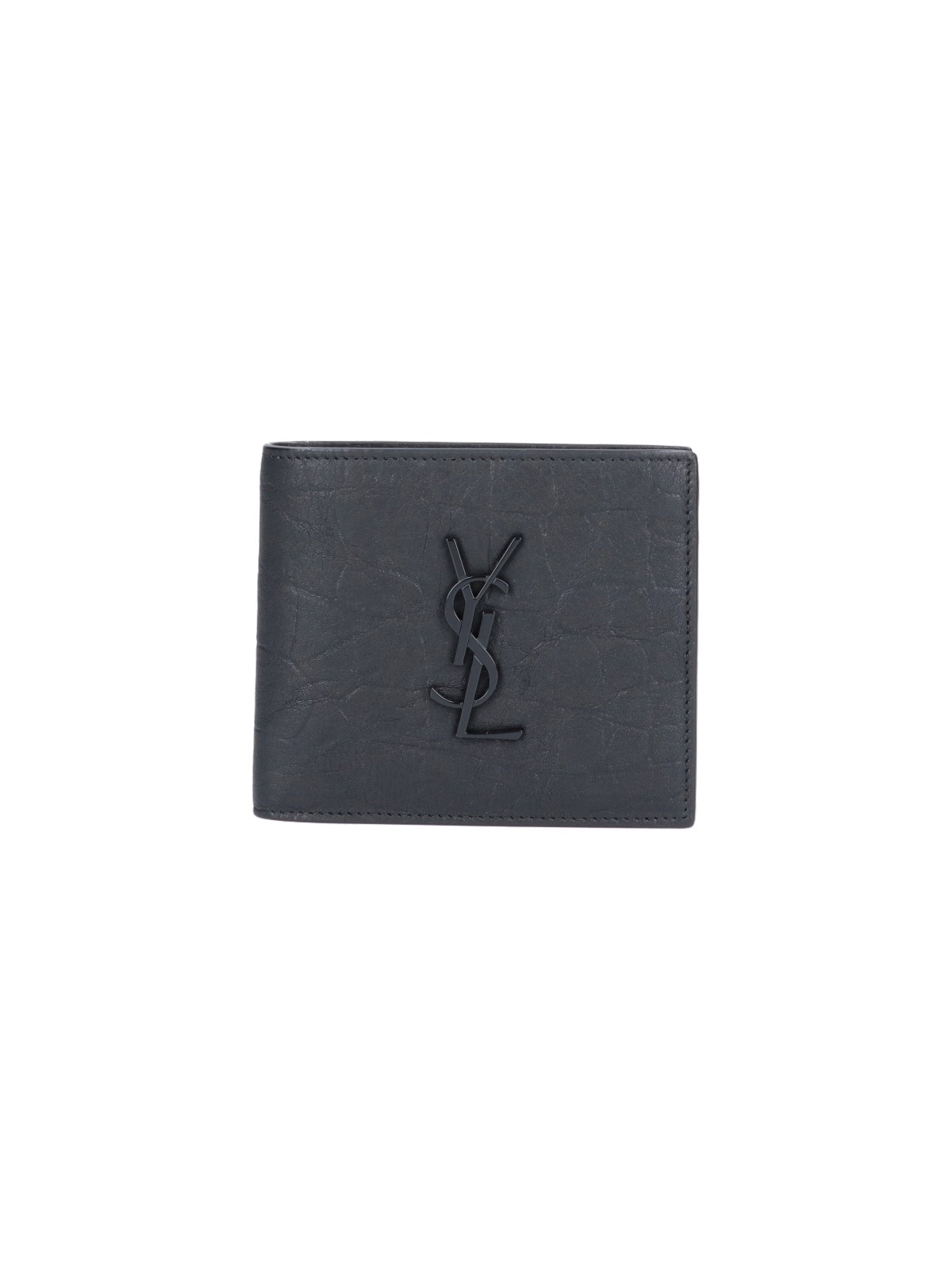 Shop Saint Laurent - Croco "east/west" Wallet In Black  