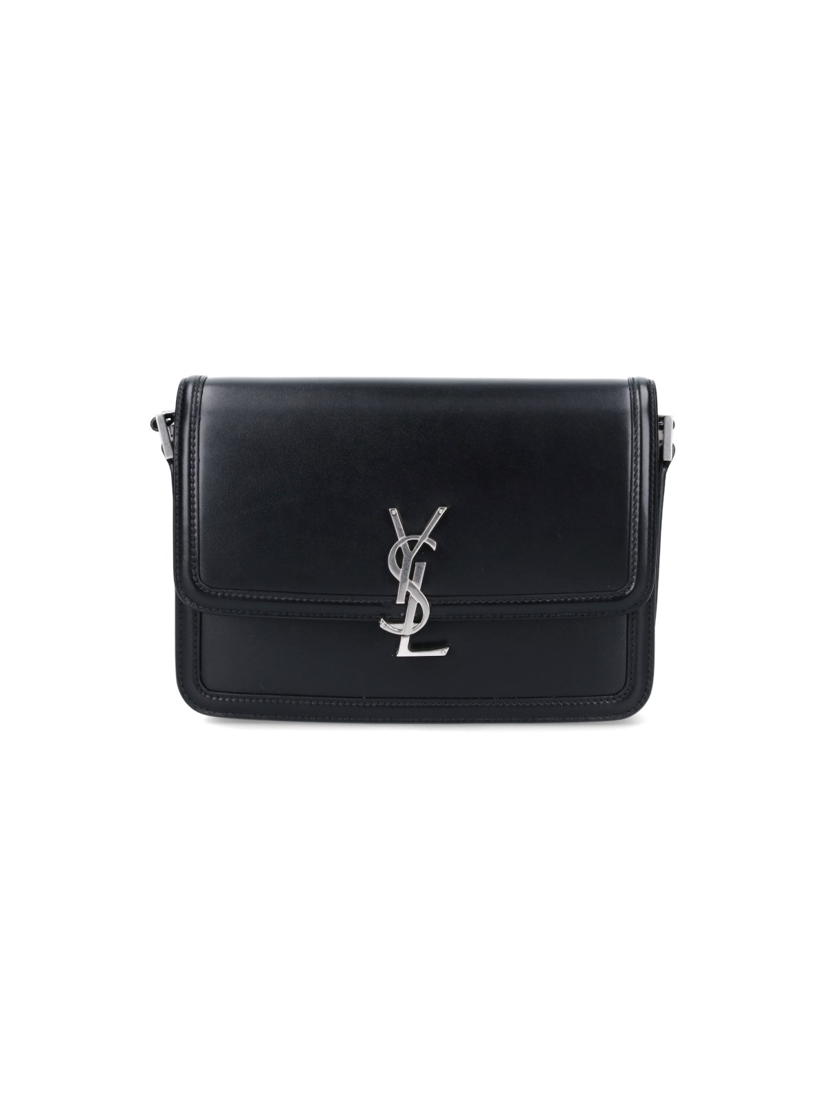 Shop Saint Laurent "solferino" Logo Crossbody Bag In Black  