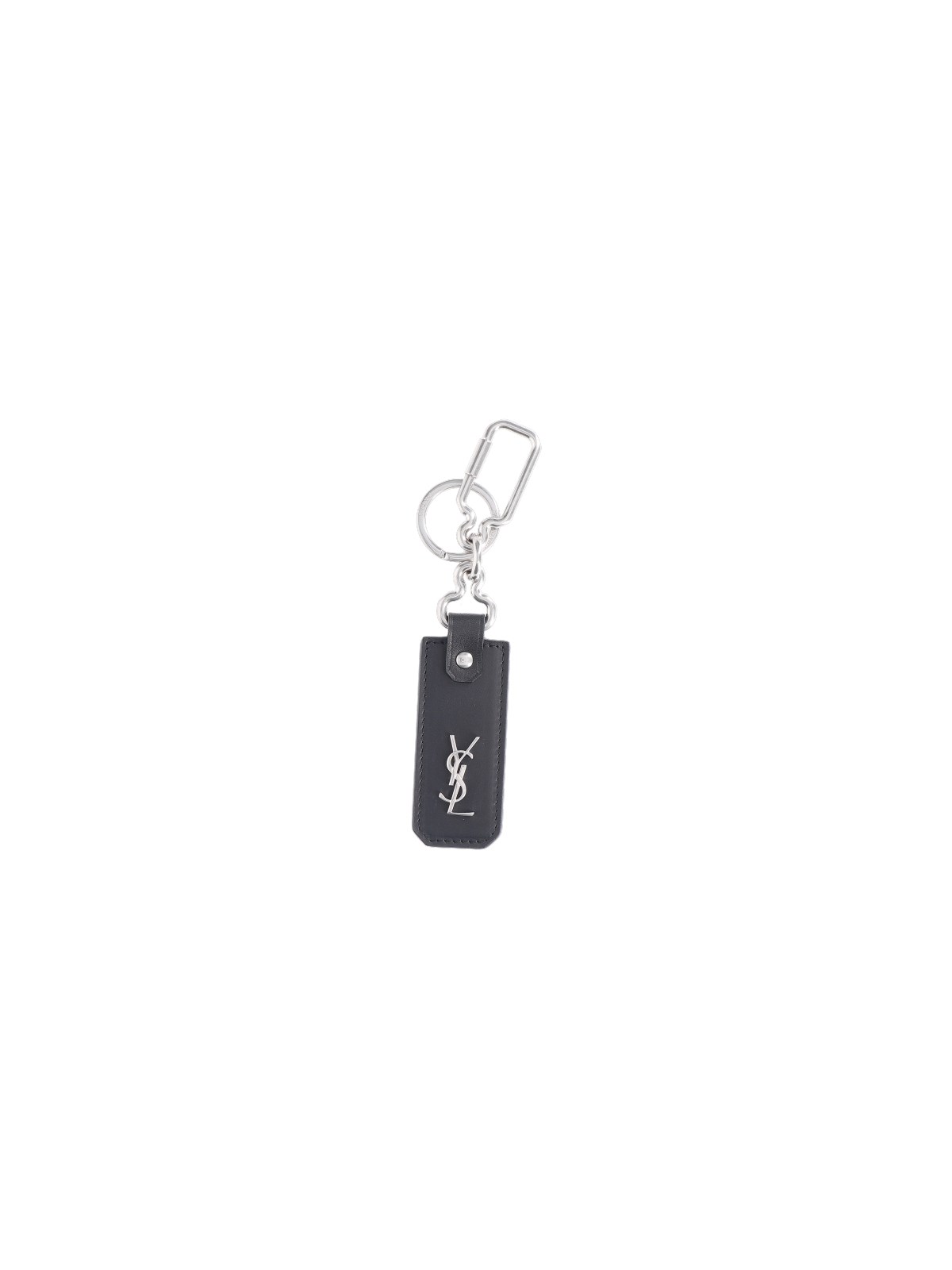 Shop Saint Laurent "cassandre" Keyring In Black  